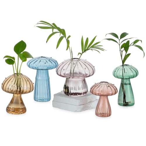 Glasseam Mushroom Plant Propagation Stations: 5 Pcs Glass Propagation Vases - color: Colorful, size: 5Pcs