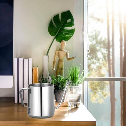 12 oz Small Watering Can Indoor Plants Stainless Steel Mini Watering Can - color: Polished Silver