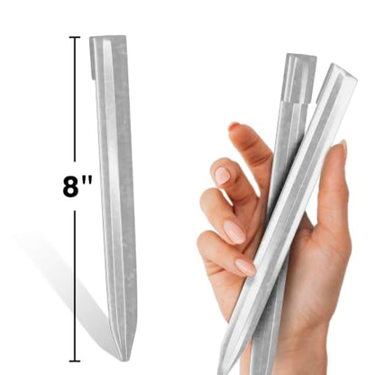WORTH 13Pcs 8 in. Metal Landscape Edging Stakes, Silver Steel Garden Spikes - color: Silver, size: 8 Inch-13Pcs