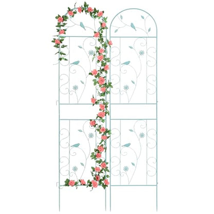 2 Pack 86.5" x 19.7" Metal Garden Trellis for Climbing Plants, Green - color: 2 Pack - Arched - 86.5" x 19.7"-Green