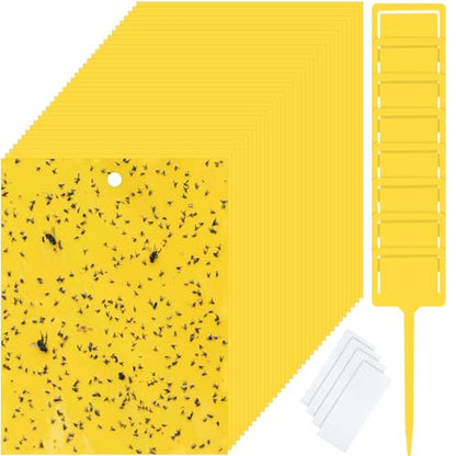 Qualirey 300 Pcs 6 x 8 in Yellow Sticky Traps for Gnats Plant Insect Trap - color: Yellow