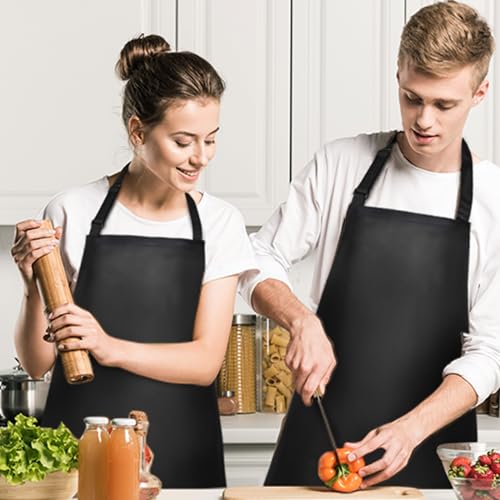 4 Pack Waterproof Rubber Apron, Adjustable Black Apron for Men & Women - color: Black