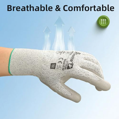Schwer 6 Pairs A2 Cut Resistant Work Gloves, Ultra Durable, LT5636, M - size: Medium