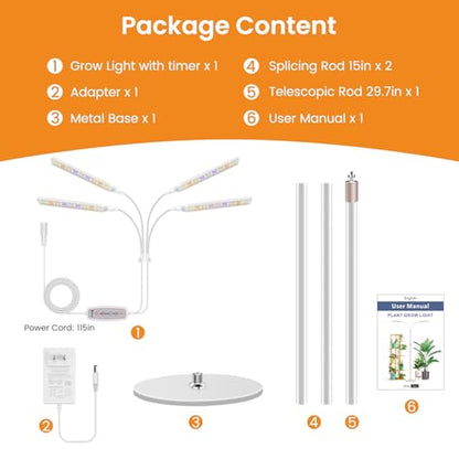 Kullsinss Floor Grow Lights for Indoor Plants with Stand, 4-Head 228 LEDs - color: 4 Heads (White)