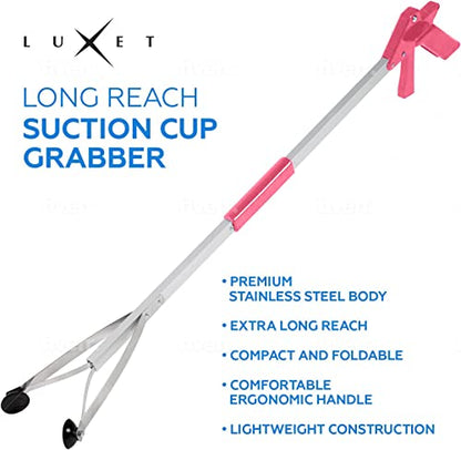 Grabber Tool 32" Suction Cup Grip Heavy Duty Aluminum -2 Pack- Lightweight Foldable Reacher Grabber Pickup Tool, Gripper Grabbers for Elderly Grab it Reaching Tool Trash Picker Grabber Pink, By Luxet - color: Pink, size: 2-Pack
