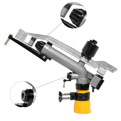 360° Rain Gun Sprinkler, 1-1/2" FNPT Full Circle Impact Sprinkler with 4 Interchangeable Nozzles, 17-29m Range for Farm Agricultural Irrigation, Lawns & Garden Watering