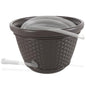 Suncast Decorative Wicker Garden Hose Holder Pot with 4 Drain Holes for 100 Foot Hoses, Java