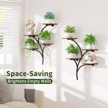 2 Pack Wall Mounted Plant Holder, 8-Tier Wall Planters for Indoor Plants