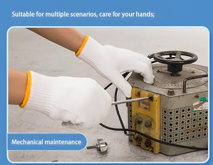 Unisex White Cotton Polyester Knitted Safety Work Gloves, 12/36/240 Pairs - color: A-white (12 Pairs) No Dots