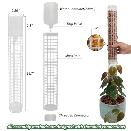2pcs 18.8" Self-Watering Moss Pole Plastic, Monstera Dripper - size: 2PACK-Lagre
