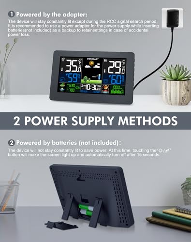 Weather Station Wireless Indoor Outdoor, Digital Thermometer with Remote Sensor, HD Home Weather Stations with Temperature Humidity, Weather Forecast, Atomic Clock, Barometric Pressure