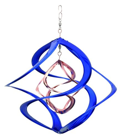 Red Carpet Studios The Original Cosmix Deluxe Helix Wind Spinner, Medium 14-Inch, Double Blue & Copper - color: Double Blue & Copper, size: Medium 14-Inch