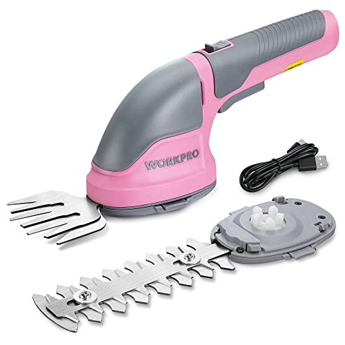WORKPRO 3.6V Cordless Grass Shear & Shrubbery Trimmer, Pink Ribbon - color: Pink