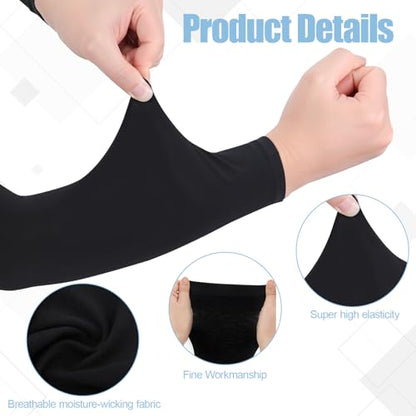 JATEBI UV Protection Arm Sleeve for Men Women, Straight Cuff, 12 Pairs