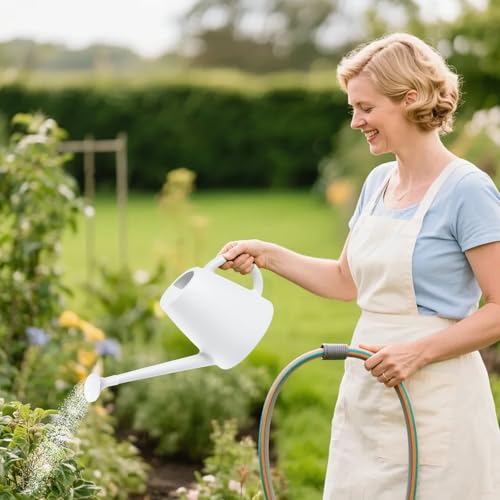 Indoor and Outdoor Watering Can - Long Spout -1/2 Gallon (64oz) - White - color: White