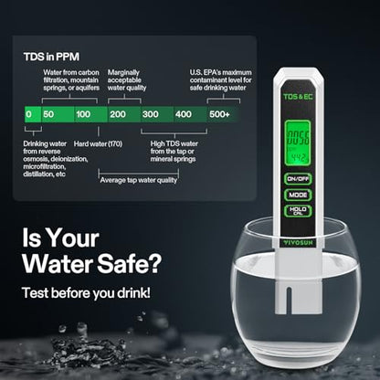 VIVOSUN Digital pH Meter TDS EC Meter for Water 0.01 Accuracy Hydroponics - color: Black+White