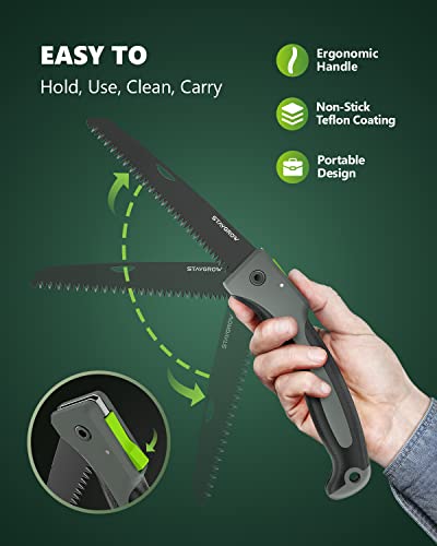 7 Inch Folding Hand Pruning Saw, Heavy Duty Foldable Camping Saw
