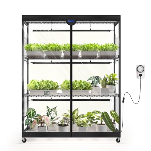 Barrina LP1200 Indoor Greenhouse with Grow Light, 4 Tier Stand with Tent - color: 5000K, size: LP1200-H59.1