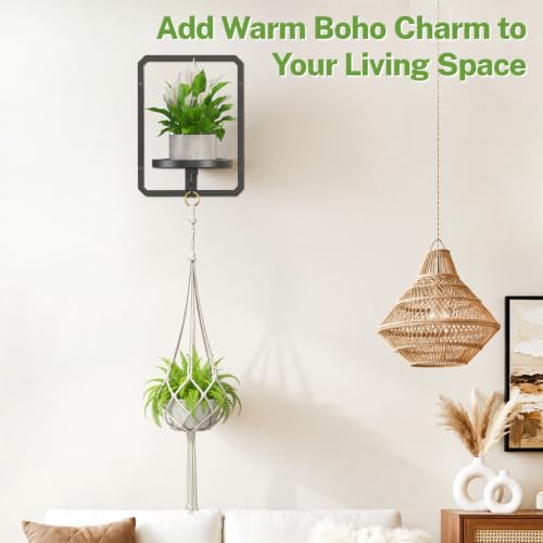 iDavosic.ly Wall Plant Picture Frame Holder with Macrame Hange, Black - color: Black with 1 Hanger, size: Rectangular