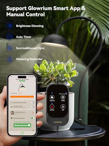 GLOWRIUM Smart Grow Lights for Indoor Plants,Full Spectrum Desk Plant Light - color: Black