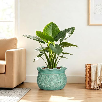 Ceramic Planter 12 Inch, Ceramic Plant Pot, Crack Lake Green - color: Crack Lake Green, size: 12 Inch