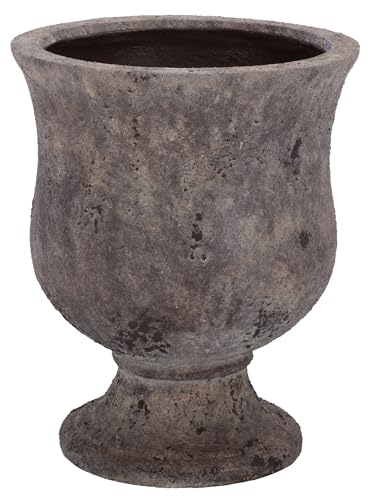 SAFAVIEH Outdoor - Remy Planter Pot with Drainage - Antique Brown Ficonstone Cement - Weather Resistant - Ideal for Patio, Garden, Backyard, 15" Wx 15" D x 18.1" H (PAT1547A) - color: Antique Brown