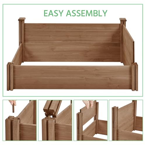 Yaheetech Raised Garden Bed Planter Box for Vegetables Growing, Dark Brown - color: Dark Brown, size: 8ft x 2ft