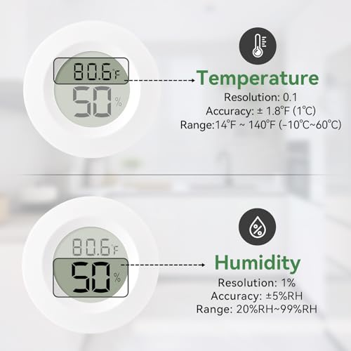 Atogou 3-Pack Mini Hygrometer & Thermometer, Indoor Digital Humidity Meter - color: White 3-pack