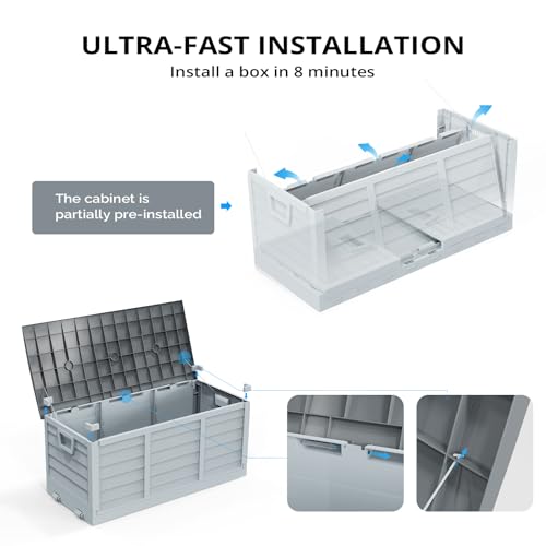 VINGLI 75 Gallon Collapsible Outdoor Storage Box, Grey - color: Grey