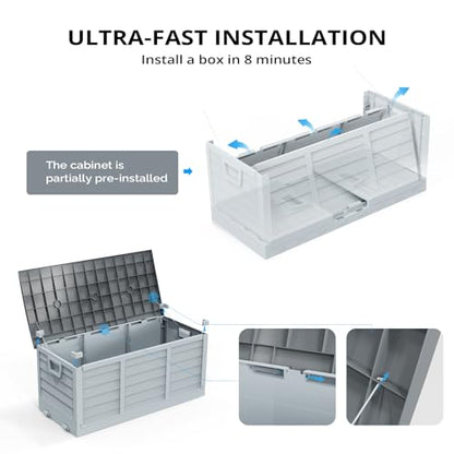 VINGLI 75 Gallon Collapsible Outdoor Storage Box, Grey - color: Grey