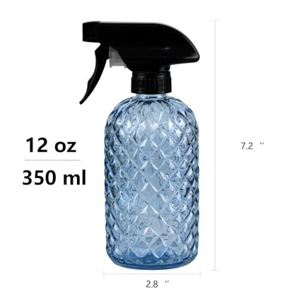 12Oz Glass Plant Spray Bottle with Black Plastic Top Pump - color: Blue