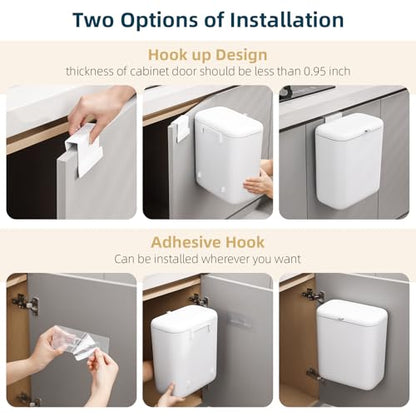 MUEE Hanging Trash Can with Lid for Kitchen, Garbage Can 1.8 Gal/6.8L - size: Standard [1.8 Gal] - For 2-3 Person Families