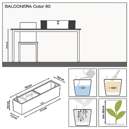 Lechuza BALCONERA Color 80 Nutmeg, Self-Watering Window Box (Railing Planter), H7.5 L31.5 W7.5 in - color: Nutmeg Matte, size: 80 cm, style: 80