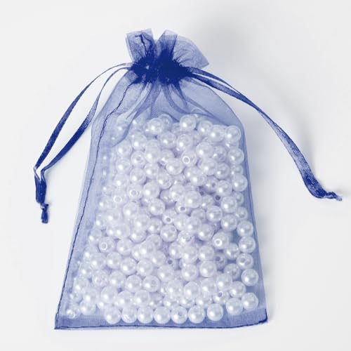 YHJZ 100PCS Navy Blue Organza Bags, 4x6 Inches Small Mesh Bags Drawstring, Jewelry Gift Bags for Birthday, Wedding, Graduation Party Favors - color: Navy Blue