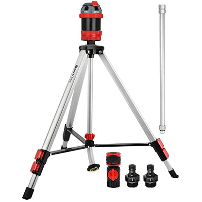 Eden 94156 PRO Metal Telescoping Tripod Adjustable 6-Pattern Mobile Rotary Gear Drive Garden Sprinkler for Yard W/Premium Quick Connect Starter Set - style: Telescoping Metal Tripod