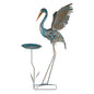 Large Heron Outdoor Statues with Leaf Tray - color: Blue & Gold-heron