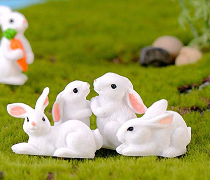 16 Pcs Fairy Garden Miniature Rabbit Figure Mini Bunny Figurines Miniature Animal Rabbit Figures, Rabbit Cake Topper Decoration Desktop Decor