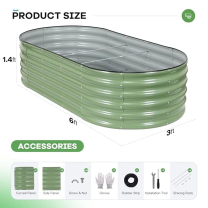Galvanized Raised Garden Bed,2PCS 6x3x1.4ft Planter Box,OliveGreen - color: Olive Green, size: 6x3x1.4ft (2pcs)