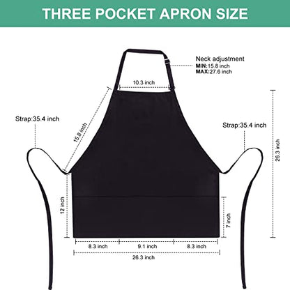 Jubatus 2 Pack 3 Pockets Adjustable Bib Apron Chef Kitchen Cooking Aprons for Women Men, Black - color: Black