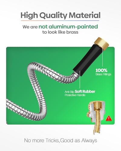 Short Metal Garden Hose 3 ft Connector, Stainless Steel Small Hose Extension Adapter for Hose Reel, Long, Flexible, Lightweight & Heavy Duty Water Pipe, No Kinking Outdoor Water Hose for Yard, 3 Feet - size: 3ft Male to Female