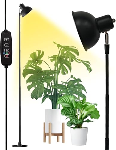 yadoker Plant Grow Light for Indoor Plant, Aluminum LED Grow Light,Elevating Plant Lamp,Height Adjustable,Automatic Timer with 8/12/18Hours,10-Level Brightness,Ideal for Large Plant Grow - color: Black