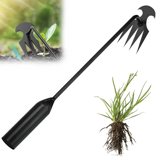 Weed Puller Tool Garden Weed Pulling Tool,Portable Garden Weeding Tool,4 Teeth Manganese Steel Forged Hand Weeder for Vegetable Gardening Backyard Farm Planting & Weeding,Ideal for Gardening