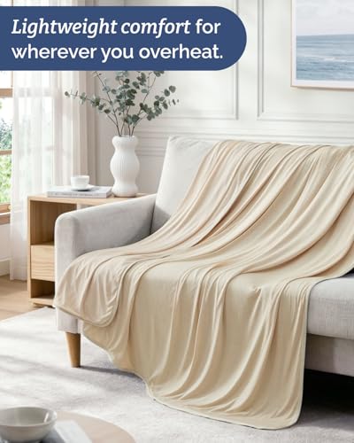 Cooling Blanket for Hot Sleepers - Cold Blanket Queen Size - Beige, 90 x 90 - color: 03 - Beige, size: Full / Queen (90" x 90")