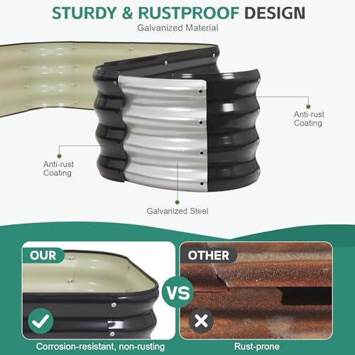 4 in 1 Galvanized Raised Garden Bed, 6x2x1ft, 2Pack, Grey - color: Gray, size: 6x2x1ft (2packs)