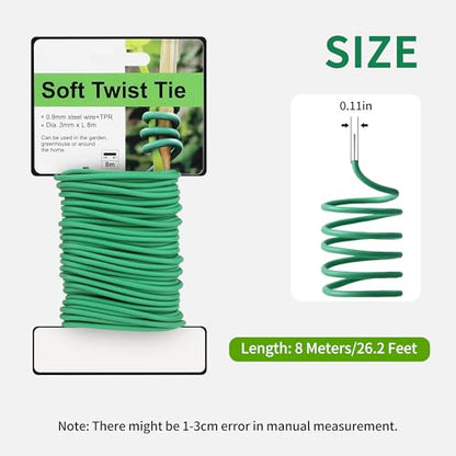 SooGree Plant Ties, 16.4 Feet Soft Twist Garden Ties for Supporting Climbing Plants, Flexible Wire for Tomatoes, Vines, Outdoor Climbing, Vegetables & Office Home Organization(Diameter 2.5mm) - size: 2.5MM*10M