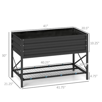 Outsunny Raised Garden Bed with Galvanized Steel Frame, Dark Gray - color: Dark Gray