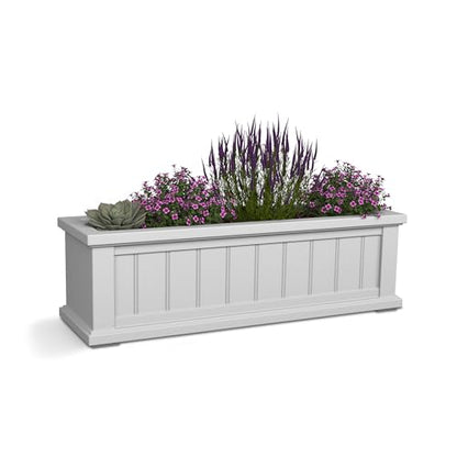 Mayne Cape Cod 3ft Window Box - White - 36in L x 11in W x 10.8in H - with 6.5 Gallon Built-in Water Reservoir (4840-W)