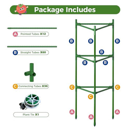 4 Pack Extra Wide Tomato Cages for Garden Up to 47.2'',Tall Metal Plant Supports for Raised Garden Bed, Foldable & Sturdy Steel Stake Cages for Tomato, Eggplant,Pepper, Pea﻿ (4 Pack) - size: 4 Pack