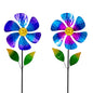 Viveta 2 Pack Garden Wind Spinners, Flower Metal Windmill - color: Blue and Pink