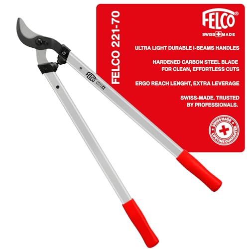 FELCO F221-70 Swiss Made Loppers for Gardening – 28" Lightweight Precision Loppers for Tree Trimming | Tree Branch Cutters | Tree Trimmer Tool with Curved Bypass Blade | I-Beam Handles | Orchard Reach - style: Bypass